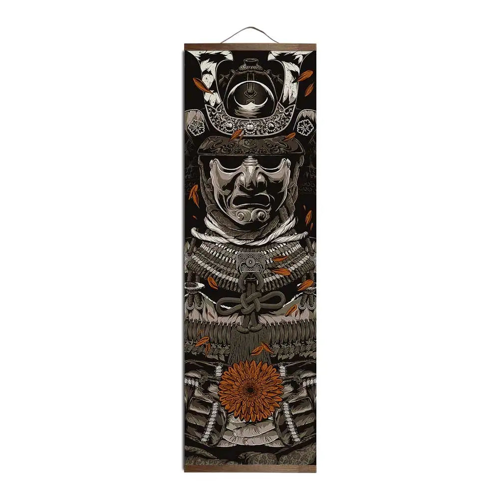samurai wall art, canvas paint, japanese art, Ukiyoe, scroll