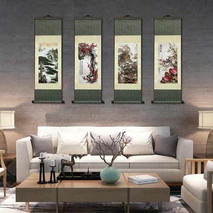 Traditional Style Japanese Ukiyoe Traditional Scroll Art Wall Decoration with Hanger and Frame