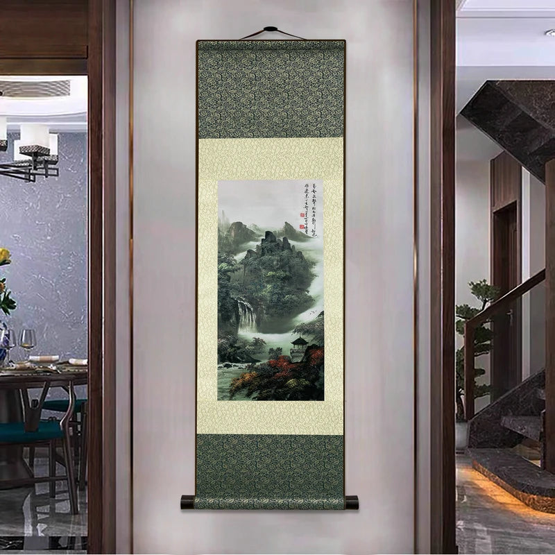 Traditional Style Japanese Ukiyoe Traditional Scroll Art Wall Decoration with Hanger and Frame