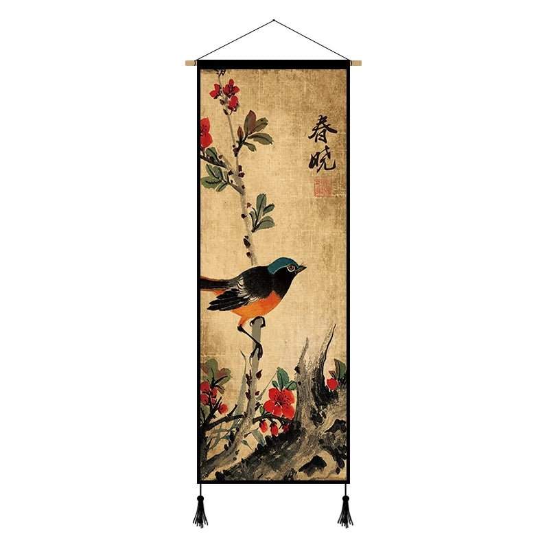 bird, printed art, wall hanger , japanese art, chinese art