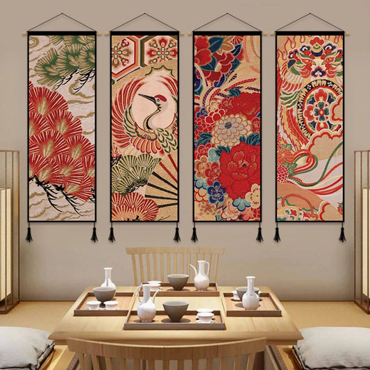 Japanese Ukiyoe Traditional Scroll Art Wall with Frame