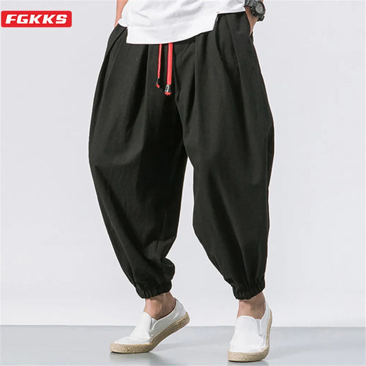Men's Japanese style Pants Linen Sweatpants