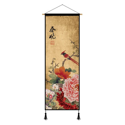 flower, bird, canvas print, japanese art, wall decoration